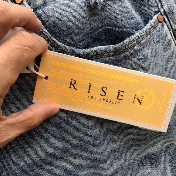 NWT Risen Women Whitney Jeans Size 3XL Light Wash Wide Leg Distressed Blue Denim - Picture 11 of 16